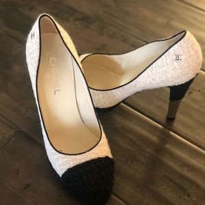 Chanel Black & White Tweed Pumps